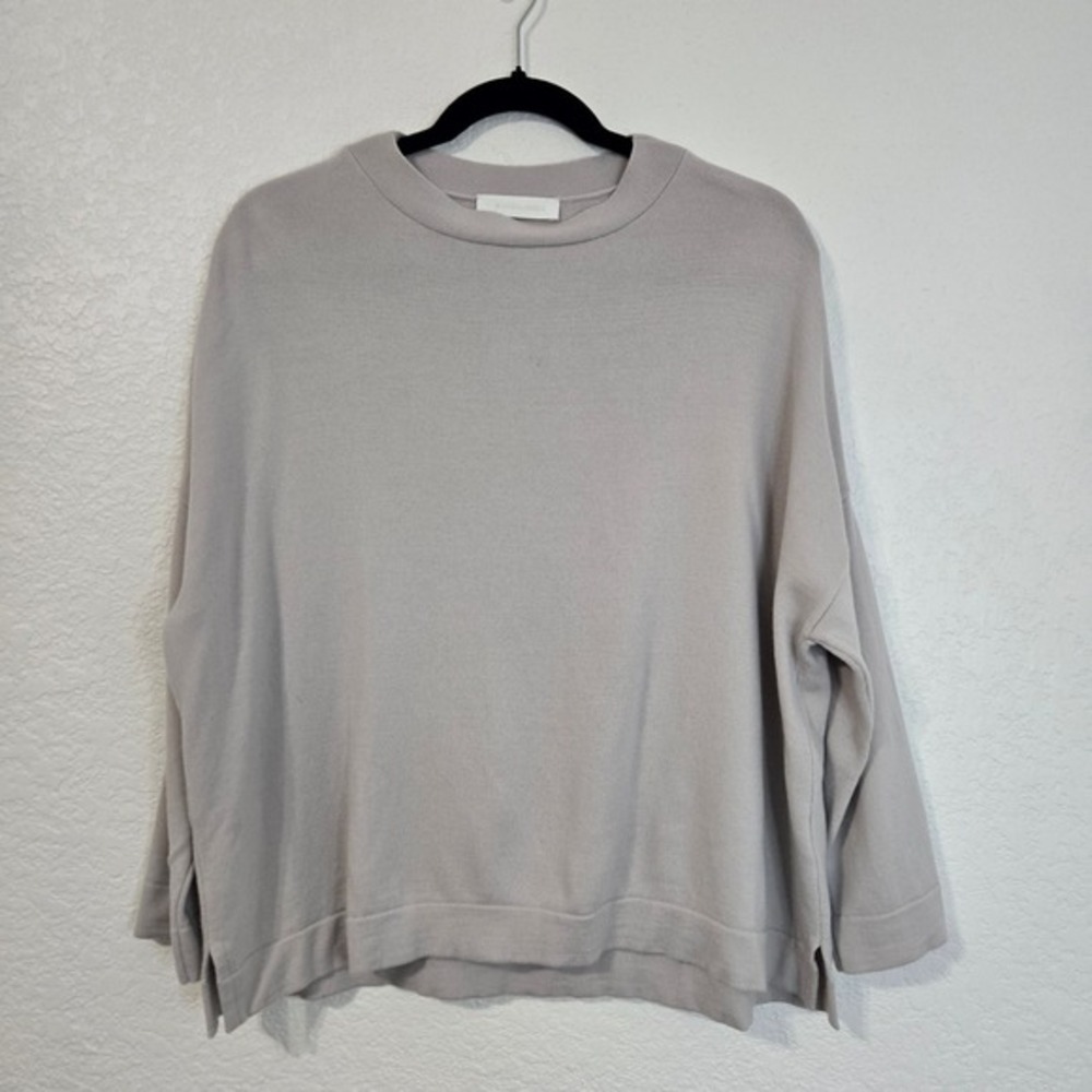 BIANCALANCIA Italian Virgin‎ Wool Sweater Light Beige Crew Neck Long Sleeve XL